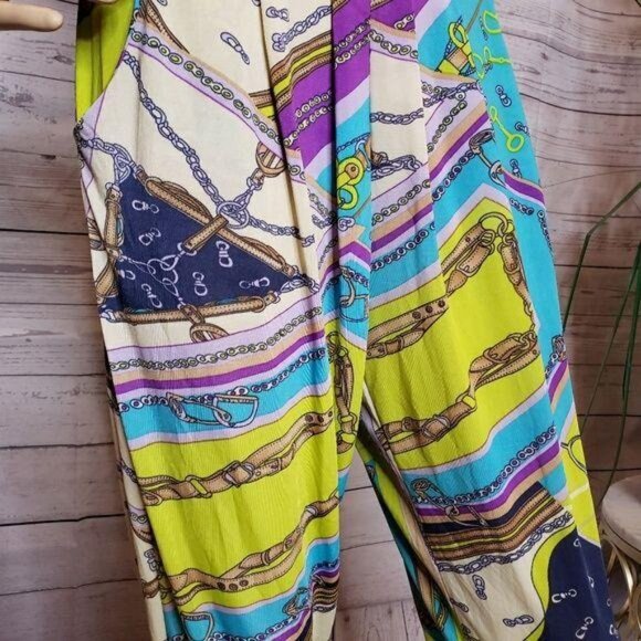 True Rock Womens Abstract Vibrant Print Jumpsuit W/ Adjustable Straps Pockets S - Picture 7 of 9